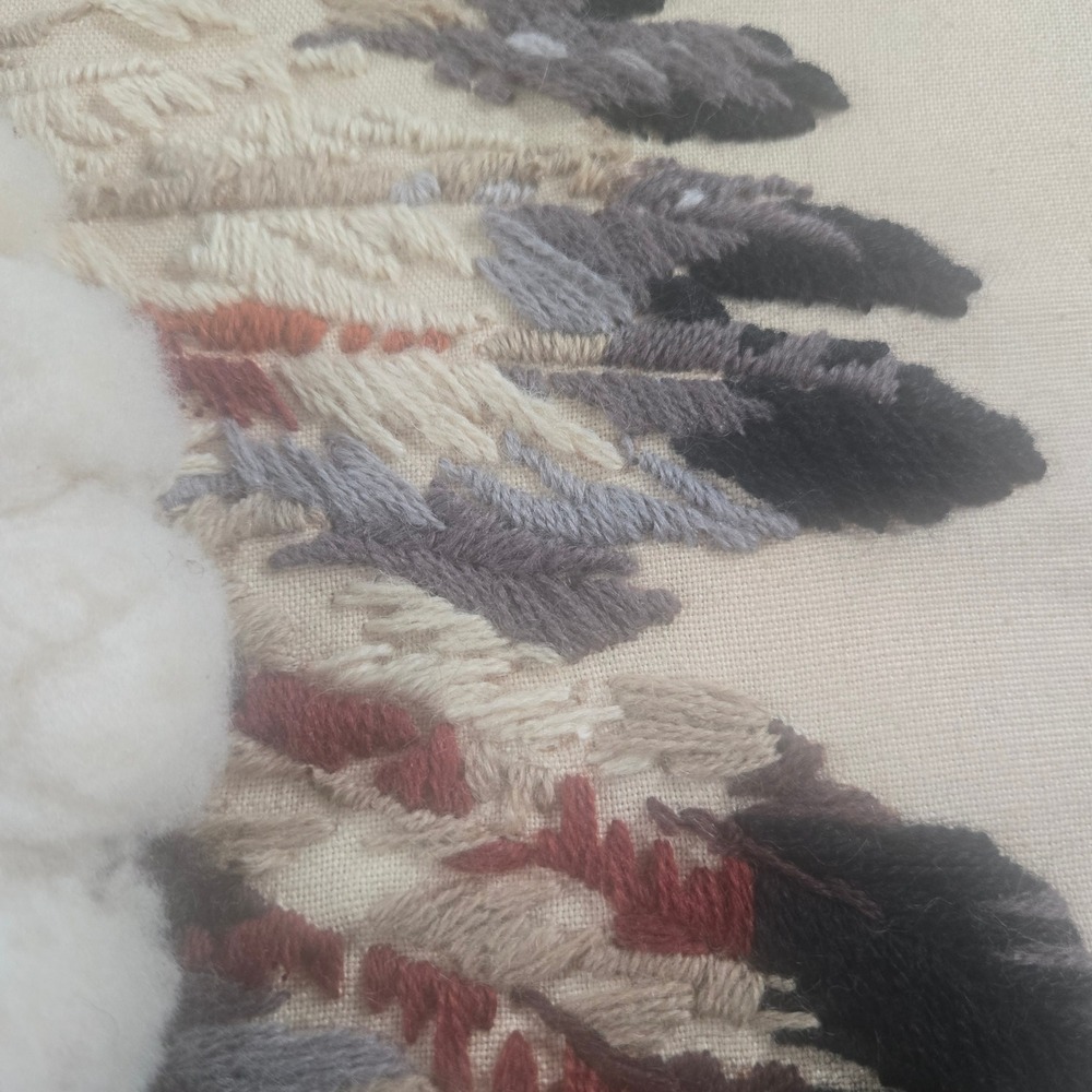Vintage 1981 Hand Embroidery Needlepoint Native American Chief Framed Wall Art - Picture 7 of 16